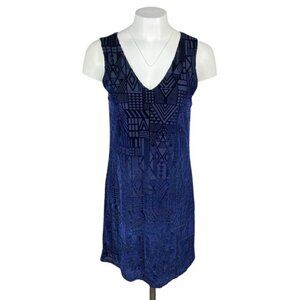 EVERLY Velvet Geometric Dress Sz Large Blue